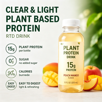 Boisson protéinée RTD portable en mini-bouteille transparente à base de protéines de lactosérum végétales, sans lactose, végétalienne, riche en protéines, faible en gras, pour adultes, 200g, après l'entraînement