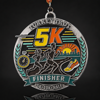 Médaille de finisseur personnalisée 5K, récompense de course sur mesure avec logo et texte, souvenir de marathon, design en métal ou en bois