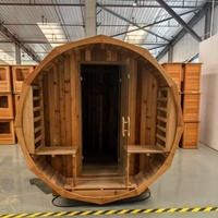 Ruang Sauna Kayu Luar Ruangan Modern dengan Panel Kontrol Komputer untuk Penggunaan di Kamar Mandi