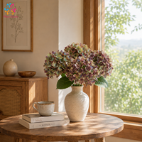 Bunga Hydrangea Buatan Real Touch dengan Kelopak Karet Lembut, Warna Vintage Musim Gugur untuk Dekorasi Vas Rumah dan Hotel