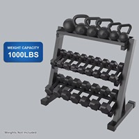 DINUO Promotion : Support de Rangement 3 Niveaux pour Haltères – Peut Accueillir 8 Paires – Idéal pour la Maison, la Salle de Sport et les Studios de Fitness