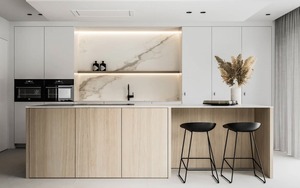 Tùy chỉnh hiện đại sang trọng sơn mài nhà bếp đảo Tủ <span class=keywords><strong>melamine</strong></span> ban carcase cho căn hộ nội thất nhà bếp thiết kế - Product Image 6