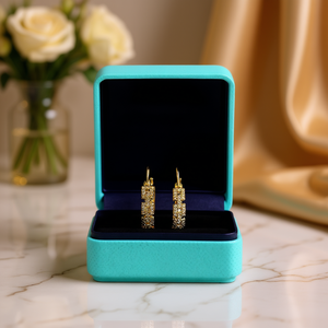 Orecchini a Cerchio E1530 in Oro con Cristalli Geometrici e Strass, Lussuosi per Uso Quotidiano Femminile - Product Image 2