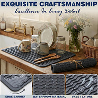 Tapis de séchage de vaisselle en silicone pour comptoir de cuisine, tapis de drainage antidérapant, tapis de robinet en silicone résistant à la chaleur