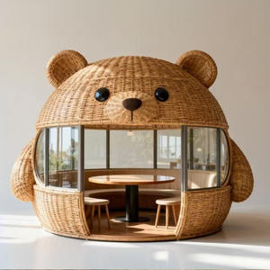 Cabane rustique <span class=keywords><strong>en</strong></span> PEHD <span class=keywords><strong>en</strong></span> forme <span class=keywords><strong>de</strong></span> cochon, maison <span class=keywords><strong>en</strong></span> <span class=keywords><strong>bambou</strong></span> et rotin, fabrication directe, design <span class=keywords><strong>de</strong></span> dessin animé, idéale pour les photos - Product Image 2