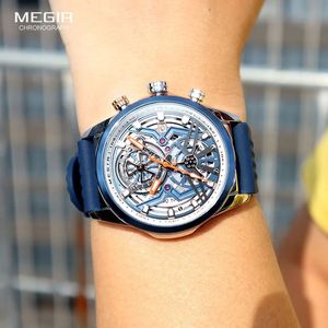 นาฬิกาข้อมือ MEGIR 2235 รุ่นใหม่ สปอร์ตหรูหรา พร้อมปฏิทิน สายซิลิโคน เข็มเรืองแสง สำหรับผู้ชาย ยี่ห้อ Montre Homme - Product Image 5