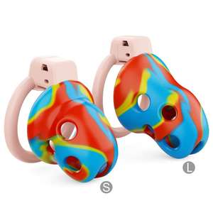 Di alta qualità Design in Silicone morbido blocco di castità maschile di piccole dimensioni impermeabile SM astinenza CB pene blocco Bondage con <span class=keywords><strong>6</strong></span> anelli Set - Product Image 3