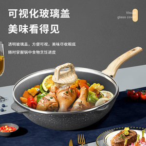 McFry Non Stick Frying Pan 32Cm With Wooden Handle Deep Bottom Wok For Gas Stove Cooking - Product Image 5