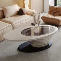 Table basse en verre Abyss de luxe, design ovale minimaliste moderne, table basse tendance pour les salons compacts