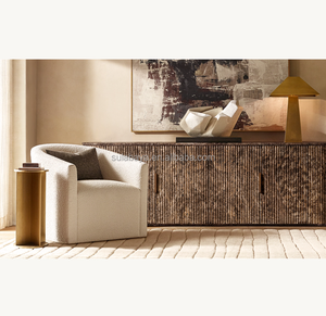 OEM/ODM Modern Travline Byron Reeded Stone aparador de 4 puertas - Product Image 4