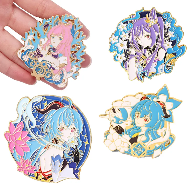 Hot Sale Zink legierung Spinner Klapp Emaille Pins Custom Girl Anime Emaille Pin mit Scharnier