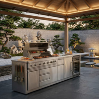 Cuisine extérieure modulaire en acier inoxydable 304 pour patio privé, résistante aux chocs, avec appareils de cuisine pour cour.