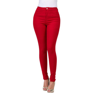 Jeans Ajustados de Cintura Alta para Mujer, Color Sólido, Casuales y a la Moda, al por Mayor - Product Image 2