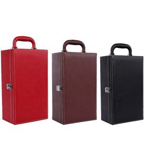 Caja de Regalo de Cuero Personalizada para Vino, Suministro de Fábrica, Precio al por Mayor, Cuero PU, Empaque para <span class=keywords><strong>2</strong></span> Botellas, Caja para Vino Tinto con Accesorios - Product Image 4