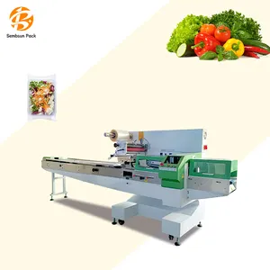 Automatic Horizontal Flow Polybag Candle Machinery Fruit Vegetable Pillow Vegetables Cutter And Packaging Packing Machine