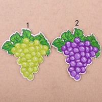Groene paarse druiven geborduurde patches, strijkbaar, fruitmotief, decoratieve patch voor jassen, tassen, hoeden, DIY