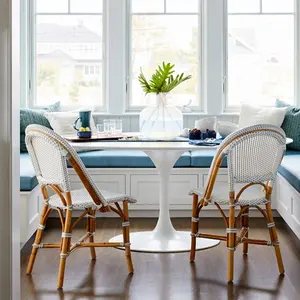 Chaise de salon en rotin et osier, à dossier haut, Table de salle à manger de jardin et bistrot français, en aluminium, colorée, nouveauté