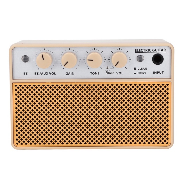 10W Portable Amplifier Rechargeable Electric Guitar Bass Practice Amplifier with Clean and Drive Channels