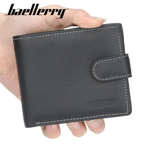 Baellerry Men's Short Wallet Genuine Leather Horizontal <b>Soft</b> Wallet Everyday Use Black - Product Image 3