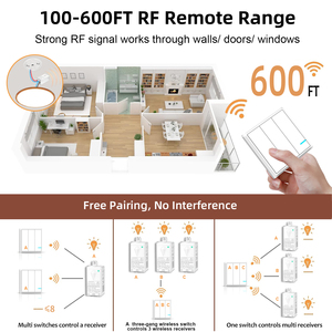 Smart 3-Gang RF Wireless Switch Set 1000W Carga 10A Receptor Lámpara <span class=keywords><strong>de</strong></span> techo Compatible No se necesita cableado - Product Image 4