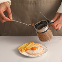 Ensemble de pots à épices en verre pour cuisine moderne de 300 ml avec couvercle et cuillère en acier inoxydable pour le stockage du sel, du sucre et des assaisonnements