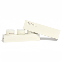 Boîtes cadeaux personnalisées en carton et céramique parfumées pour 3 bougies, avec logo, vente en gros, marque privée