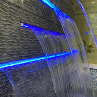 Fuente de agua acrílica para interior, hoja de agua en cascada para jardín, descenso transparente, cascada, para piscina