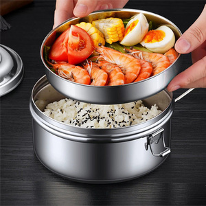 Contenitori per Alimenti in Acciaio Inossidabile 2026 con Coperchio, Scatole Bento per il Pranzo, Ciotole Piatte in Metallo per Campeggio, Gite, <span class=keywords><strong>Snack</strong></span> e Zuppe - Product Image 6