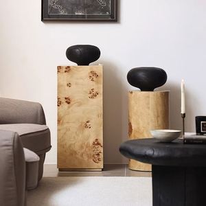 Console d'entrée en bois massif français avec bordure en placage de racine, base antique, couleur et taille personnalisables, rangement pour salon, villa, hôtel - Product Image 2