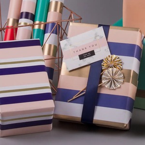 Custom Striped <b>Pattern</b> Gift Wrap <b>Paper</b> Roll Double Sided PE Coated Art <b>Paper</b> 100GSM Eco-Friendly Recyclable Digital Printing - Product Image 5