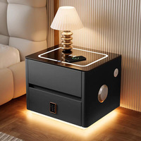 Smarter Moderner Minimalistischer Nachttisch mit Kabelloser Ladestation, Lautsprecher und USB-Anschluss - Hochwertiges Kleines Schlafzimmermöbel