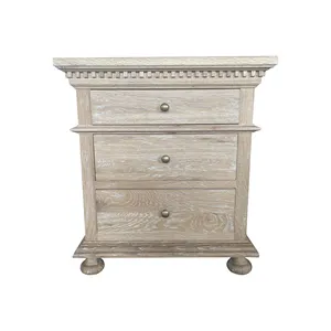 Rustic Furniture American Country Style Antique Oak Solid Wood Nightstand FH1259-CS