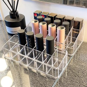 Caja organizadora transparente para guardar lápices labiales, soporte de plástico para maquillaje, estuche de exhibición para brillo labial de escritorio, con múltiples compartimentos - Product Image 2