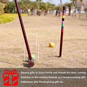 Maillets en bois de caoutchouc de taille réglementaire de 32 pouces Kit de croquette pour 8 joueurs avec ensemble de <span class=keywords><strong>croquet</strong></span> de luxe de 35 pouces pour adultes - Product Image 6
