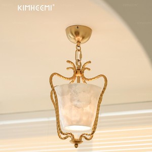 Kimheemi Copper <b>Chandelier</b> E27 Led Single Head Round Pendant <b>Light</b> For Dining Room - Product Image 1