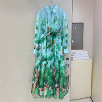 Nouvelle Collection 2026 – Robe Longue Évasée Grande Taille à Col Rabattu et Dentelle Florale en Polyester, Modèle Best-seller