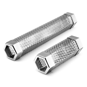 In Stock 6/12 Inch Charcoal Grill Accessories Perforated Stainless Steel BBQ Pellets Smoker Tube Box For Grilling Meat Chicken