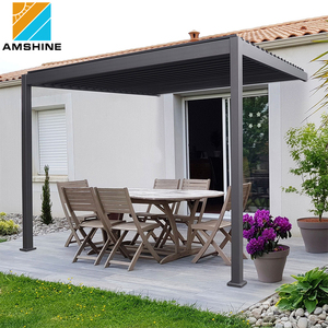<span class=keywords><strong>Pergola</strong></span> extérieure bioclimatique en aluminium avec toit à lames orientables et stores enroulables, tailles personnalisables - Product Image 6