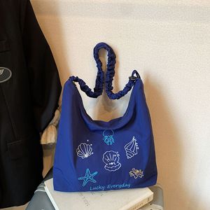 Sac fourre-tout brodé rose coréen mignon OEM/ODM avec éléments marins pour étudiants, polyvalent, léger et grande capacité - Product Image 4
