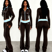 Ensemble de survêtement pour femmes grandes tailles avec logo personnalisé, veste et pantalon, pour le sport, la gym, l'entraînement, le fitness, ensemble de yoga 2 pièces, vêtements pour femmes