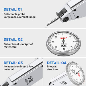 Hoge Precisie 0-0.8Mm 0.01Mm Witte Wijzerplaat Uiteinde Hendel Indicator Kalibratie Tafel Meter Nonius Remklauwen - Product Image 2