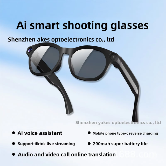 AI Assistant Real-time Translation Phone Calls IPX4 Waterproof Smart Glasses Sunglasses 8MP HD Camera for Calling Camera