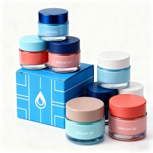 Luxury Customized Colored Round 50ml Glass Cosmetic Moisturizer Lotion Cream <b>Container</b> Jar With Plastic Screw Lids - Product Image 5