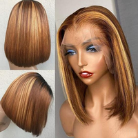 Perruques frontales blondes brutes en gros avec dentelle, cheveux humains de 40 pouces, coupe courte pixie cambodgienne