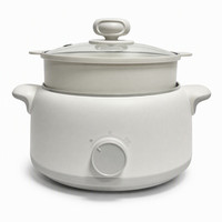 Casserole électrique multifonctionnelle, cuiseur à riz avec corps de cuve antiadhésif et plaque vapeur, bouton rotatif pour une utilisation en cuisine et en dortoir