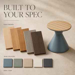 <span class=keywords><strong>Table</strong></span> d'appoint ronde en teck avec base conique en métal, <span class=keywords><strong>petite</strong></span> <span class=keywords><strong>table</strong></span> d'appoint extérieure de 40 cm <span class=keywords><strong>pour</strong></span> <span class=keywords><strong>balcon</strong></span>, patio, chambre d'hôtel, terrasse - Product Image 3