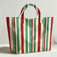 Sac fourre-tout en PVC à rayures tricolores de Noël, sac transparent imperméable, sac de plage, pochette fourre-tout, sacs à main avec nœud, sac de rangement