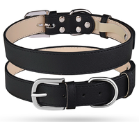 Collier pour chien en cuir PU personnalisé OEM, réglable, durable, avec boucle en métal et anneau en D