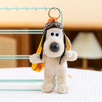Porte-clés en peluche style motard, chien pug de 15 cm, rembourré en coton PP, avec casque d'aviateur, jouet pour enfants de 5 à 7 ans
