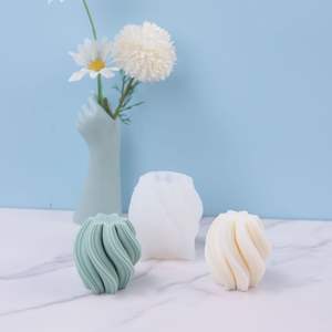 Hot Sale DIY Christmas Geometric Striped Column <b>Candle</b> Mold <b>Large</b> Rotating Wave Silicone - Product Image 1